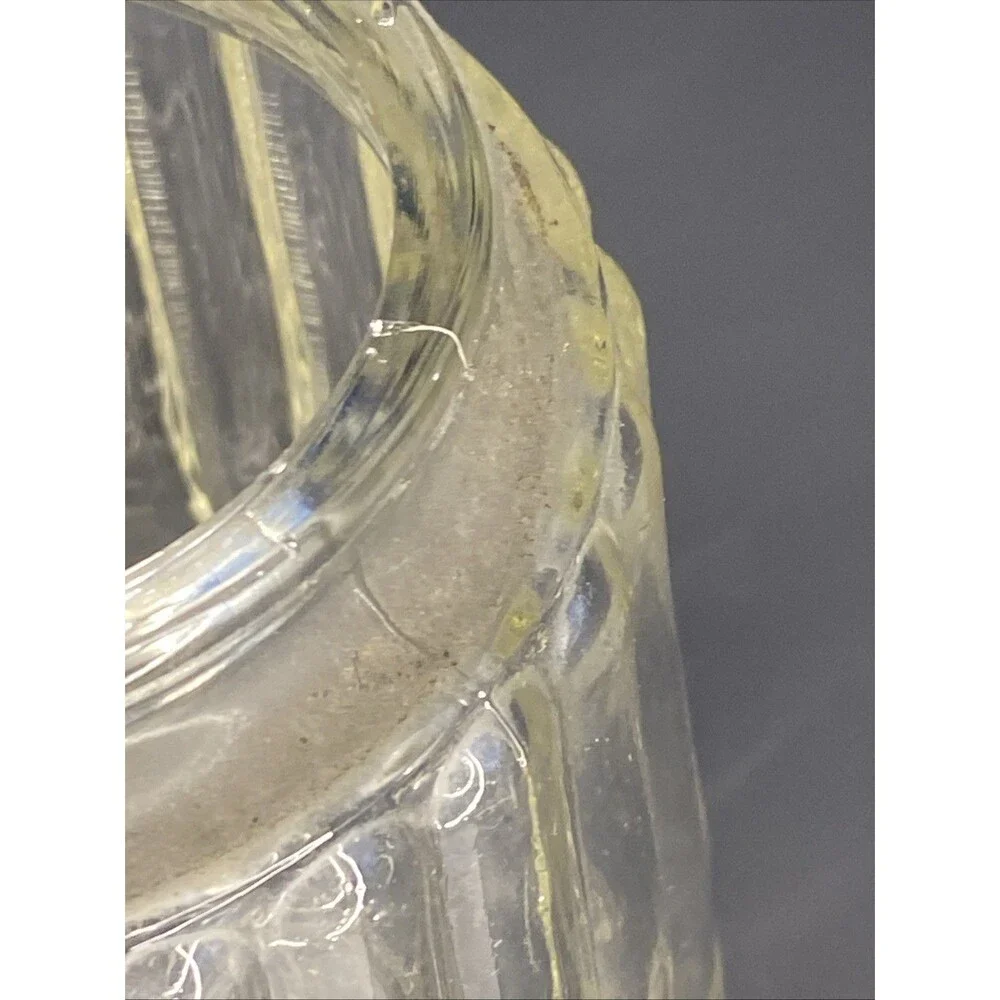 VTG Ceiling Light Shade Cover Clear Glass Ribbed Bullseye Outdoor Porch Fixture